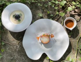 Recette de la lotte nacrée du chef étoilé Christophe Chiavola au Prieuré Baumanière