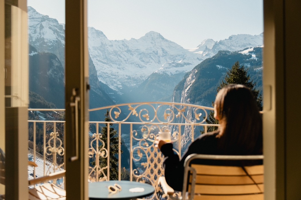 Chambre avec vue sur les montagnes © Grand Hôtel Belvedere