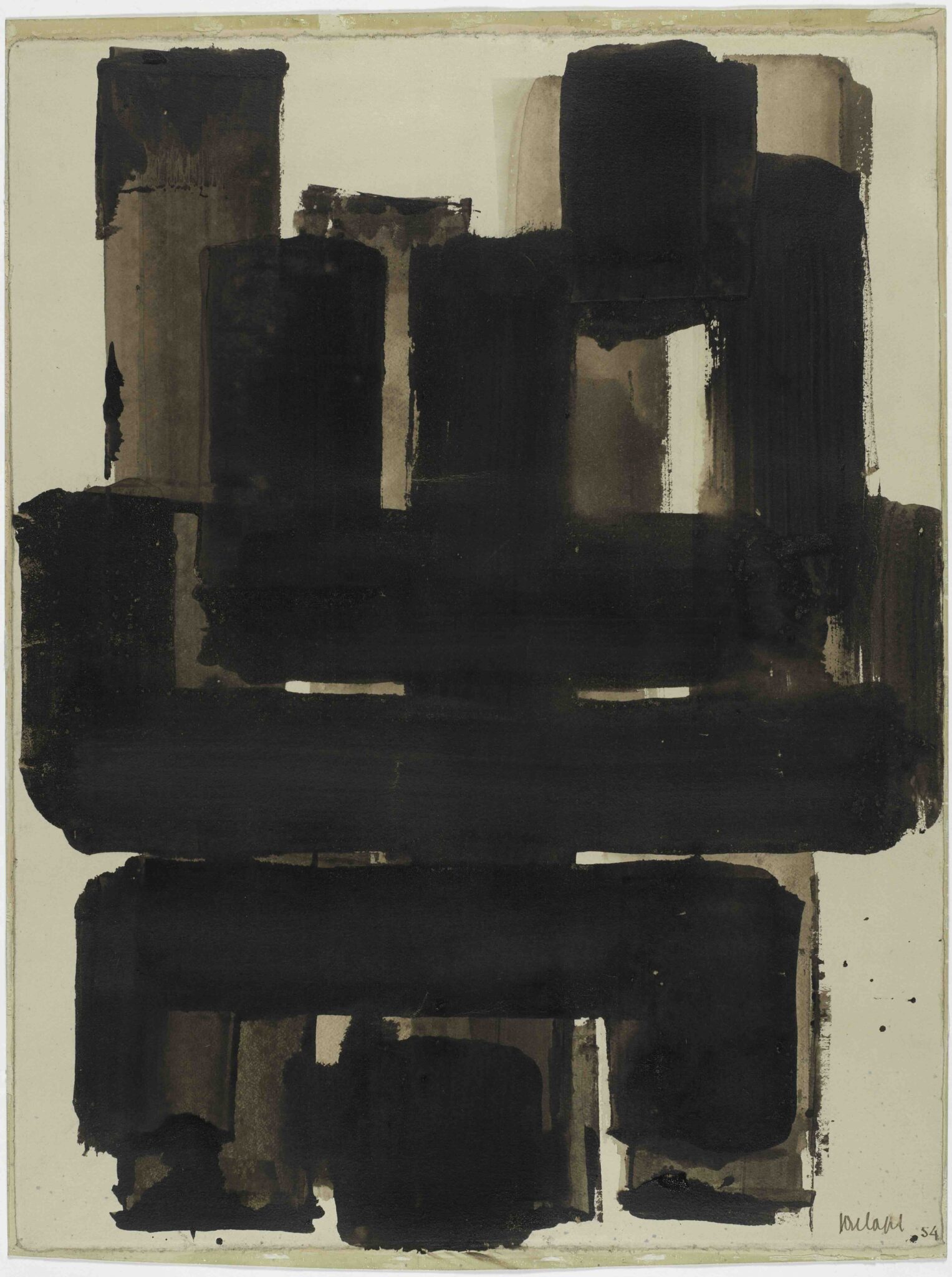 Pierre Soulages, Brou de noix sur papier © Centre Pompidou