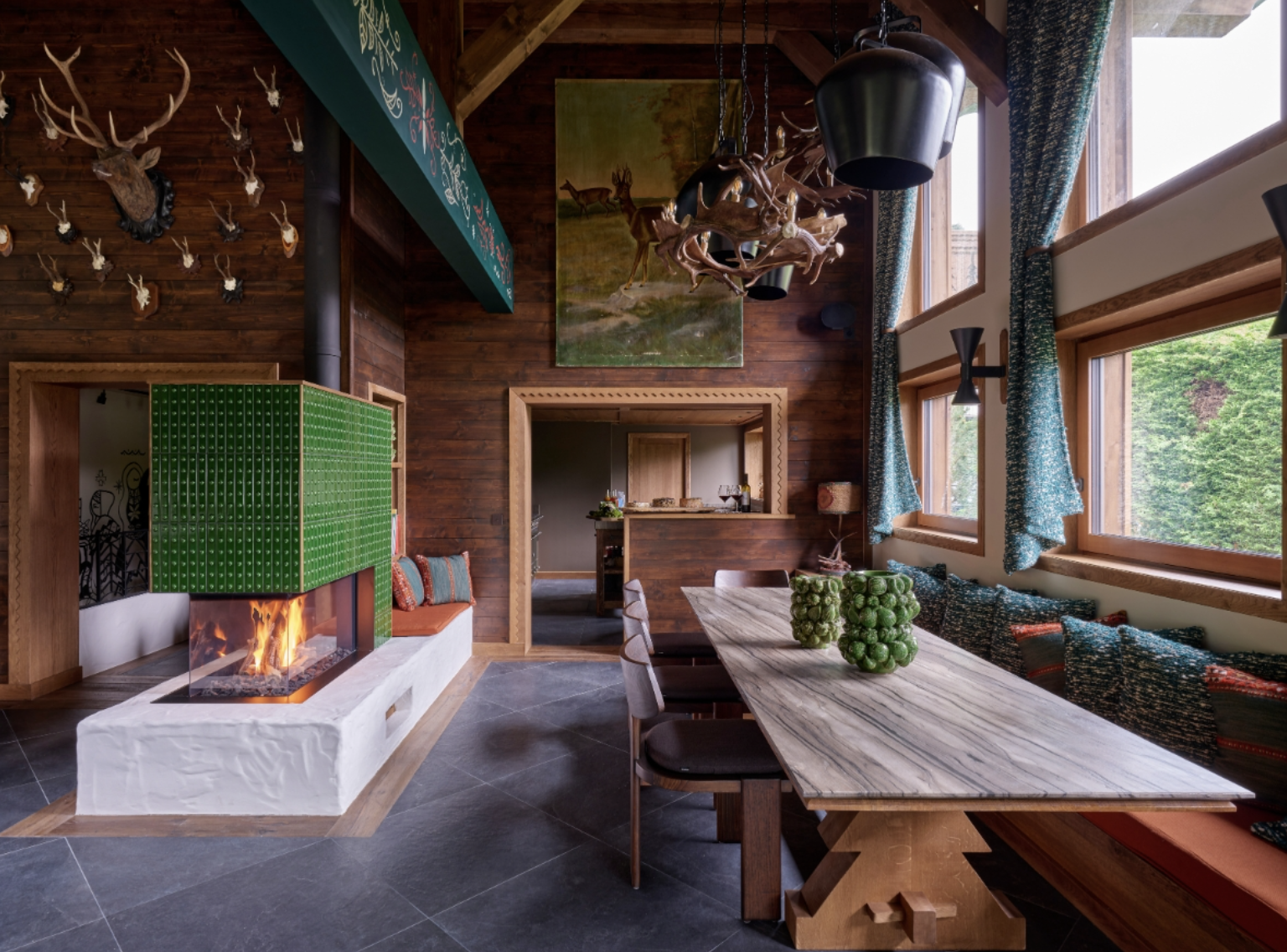 La salle à manger du Chalet Le Molitor © Les chalets des fermes