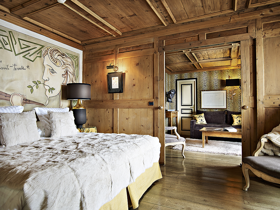 Une chambre luxueuse dans l'hôtel à Megève © Maison Sibuet