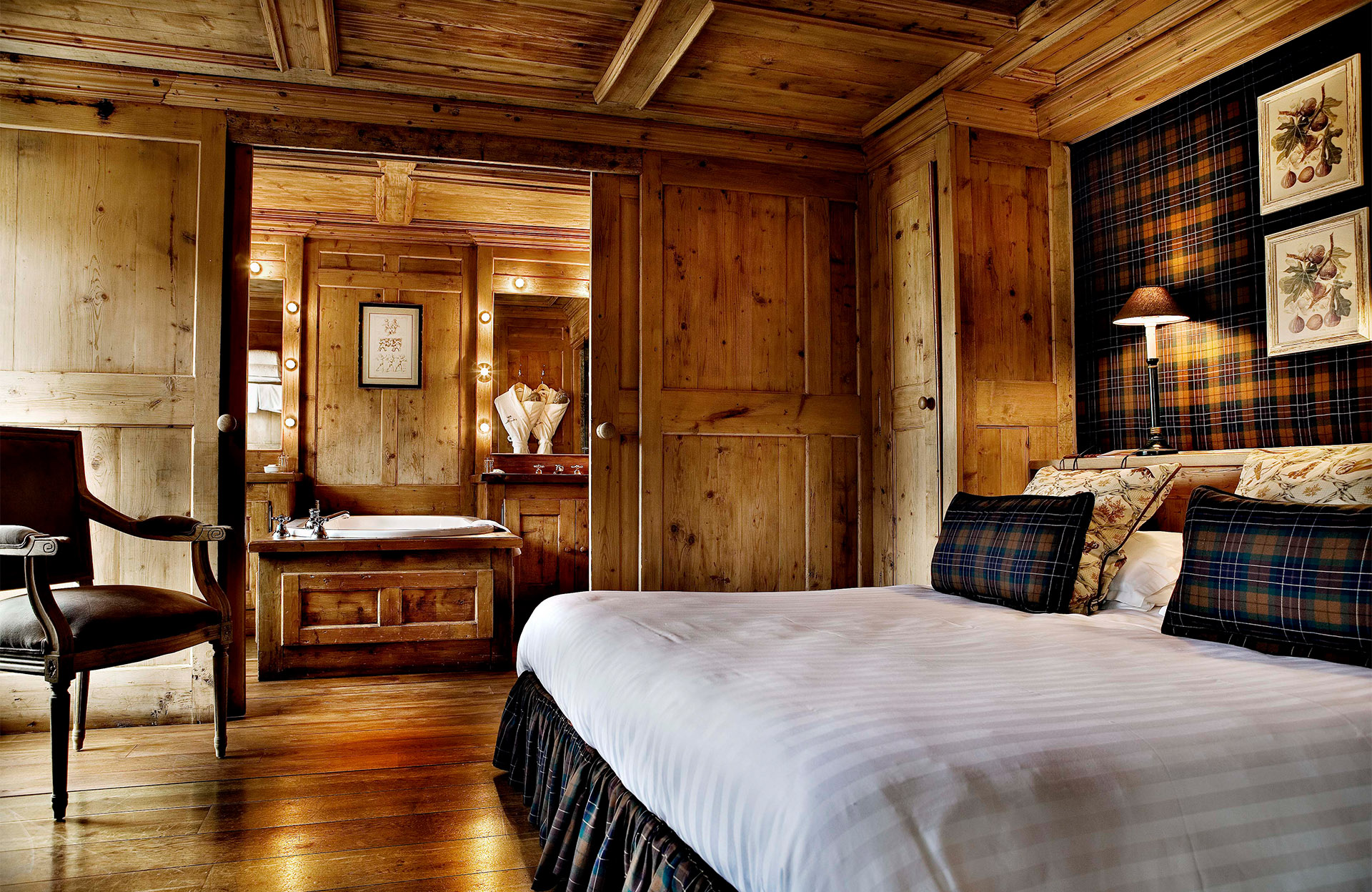 Une chambre de l'Hôtel Mont-Blanc à Megève