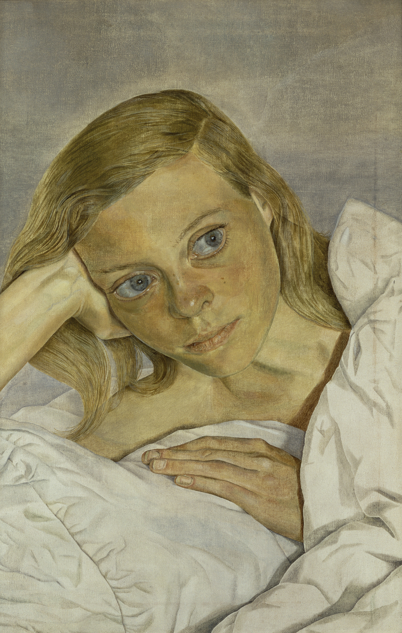 Girl in Bed, 1952, Lucian Freud, Oil oncanvas, © The Lucian Freud Archive. All Rights Reserved 2026 / Bridgeman Images. Photo © National Portrait Gallery, London. Lent by a private collection, courtesy of Ordovas