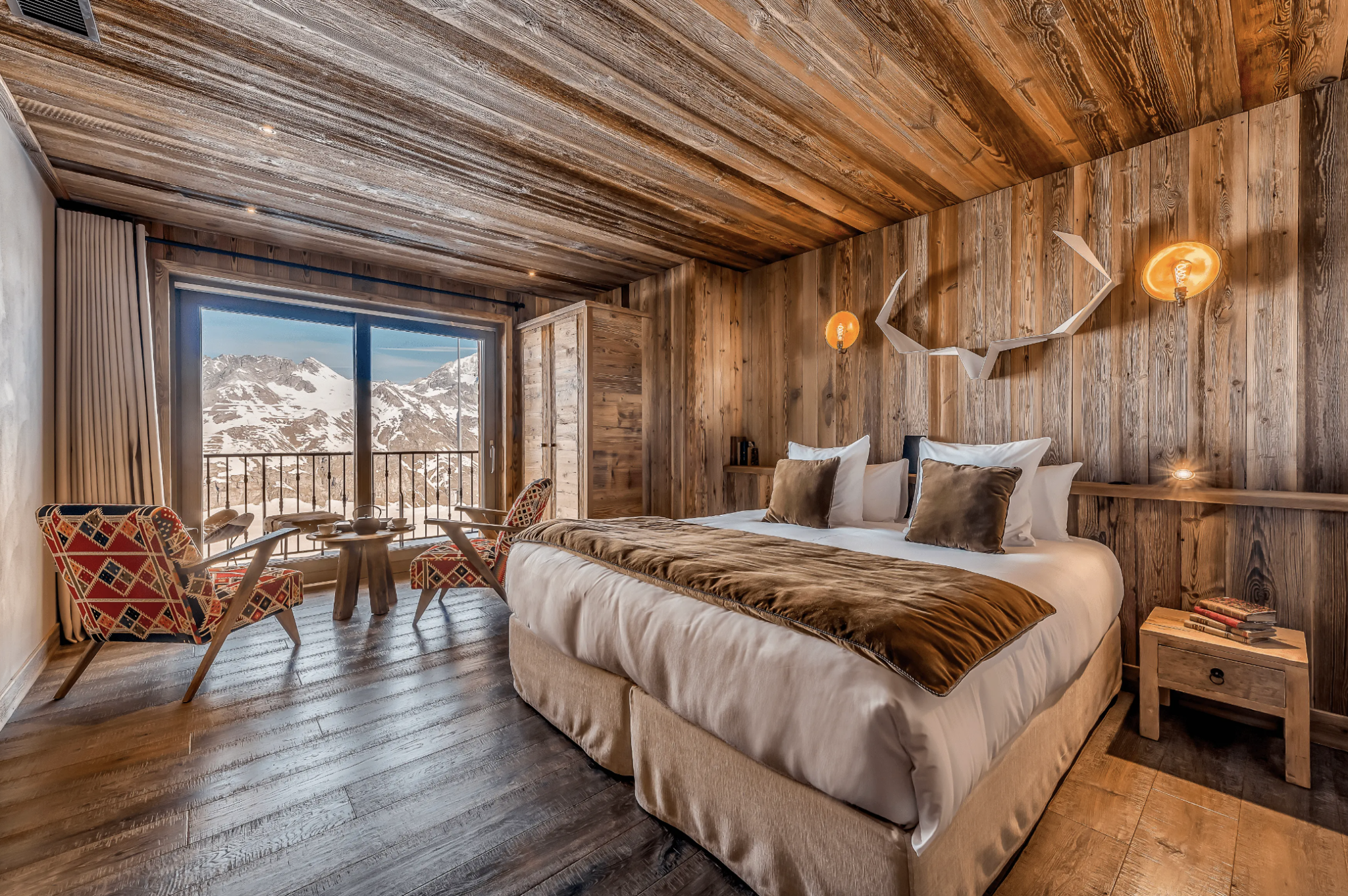 Une des chambres de l'hôtel à la montagne © Le Refuge de la Solaise