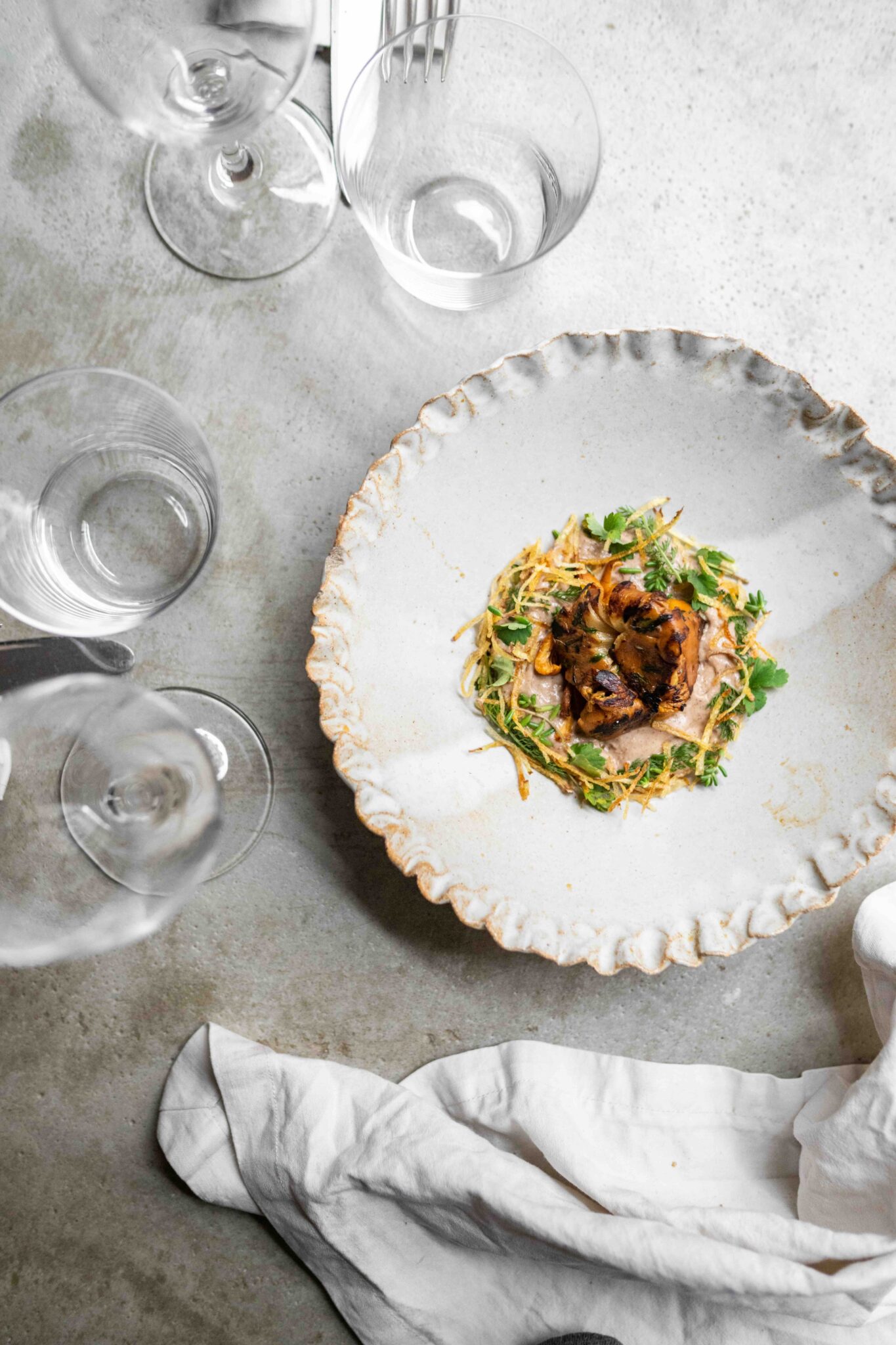 Un plat autour de la pleurote au restaurant végétarien Vivide © Jordan Sapally