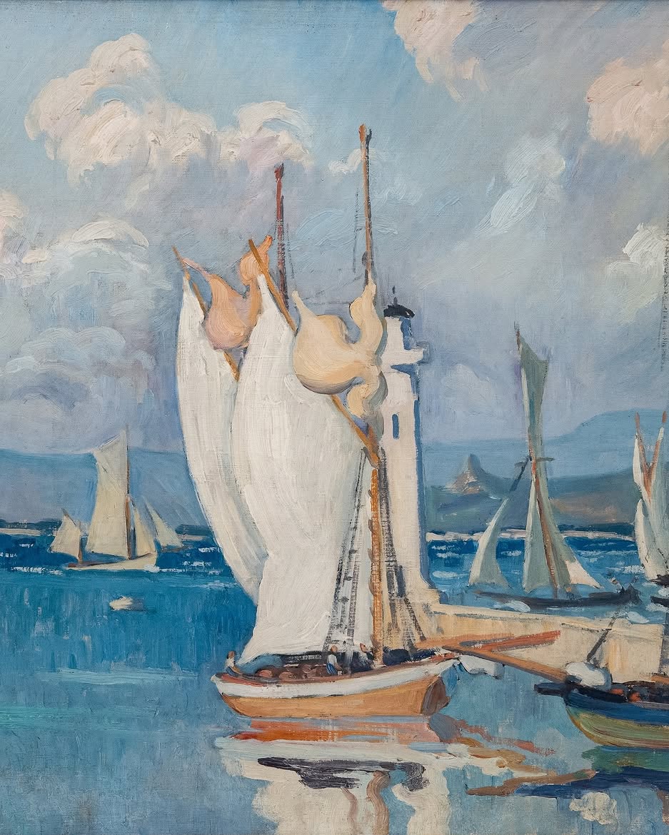 Au Musée de l'Annonciade de Saint Tropez © Sortie du port de Saint-Tropez (détail), Henri Person, huile sur toile