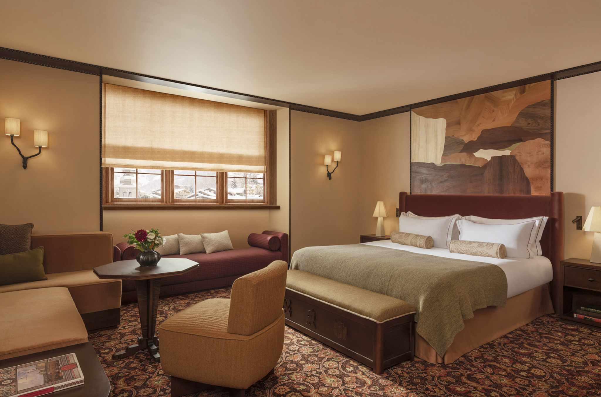 Une des chambres de l'hôtel Saint Roch à Courchevel © Saint Roch