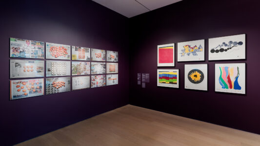 Installation view of Full Disclosure: The Edge of Information Design on view at The Museum of Modern Art, New York, from September 27, 2026, through June 13, 2027. Photo by Robert Gerhardt © The Museum of Modern Art, New York